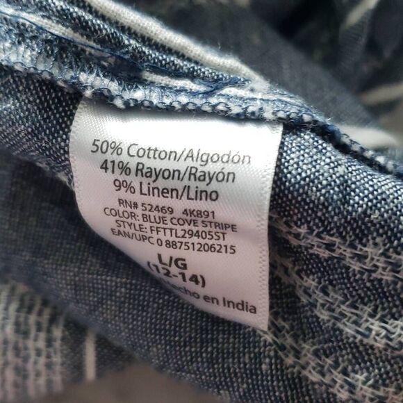 Time and Tru Navy Blue and White Stripped Blouse - Picture 9 of 10